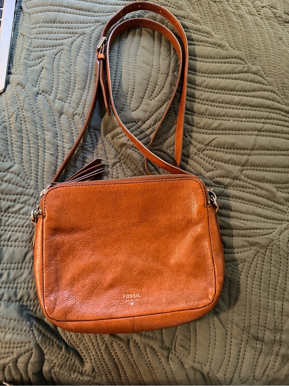 Fossil Tan Leather Crossbody Bag